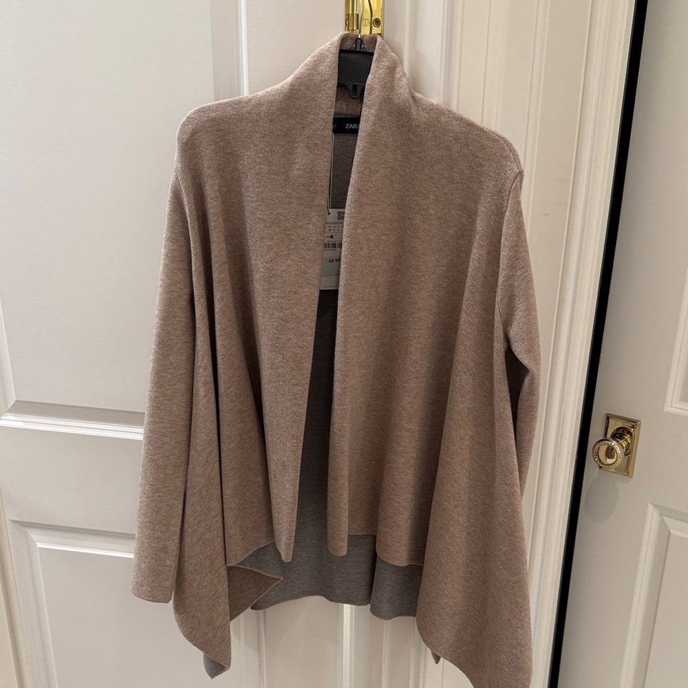 Zara Women's Tan Cardigan Sweater